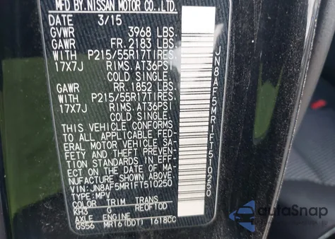 2015 Nissan Juke S from USA, damaged, VIN JN8AF5MR1FT510250